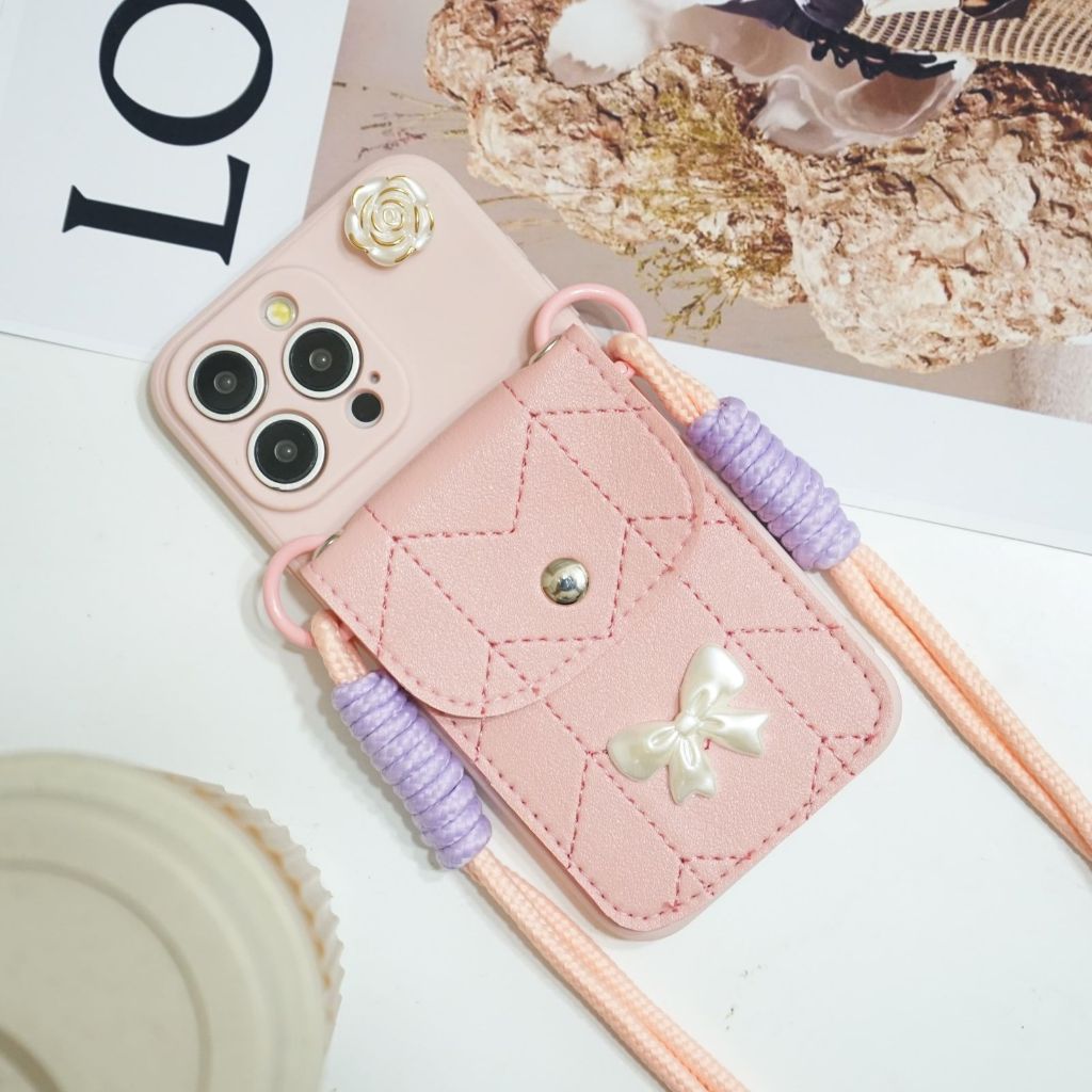 Softcase HP Boni Bag Case [PINK] For HP Oppo/Vivo/Xiaomi/Infinix/IP/Samsung/Realme - Case Dompet Tas