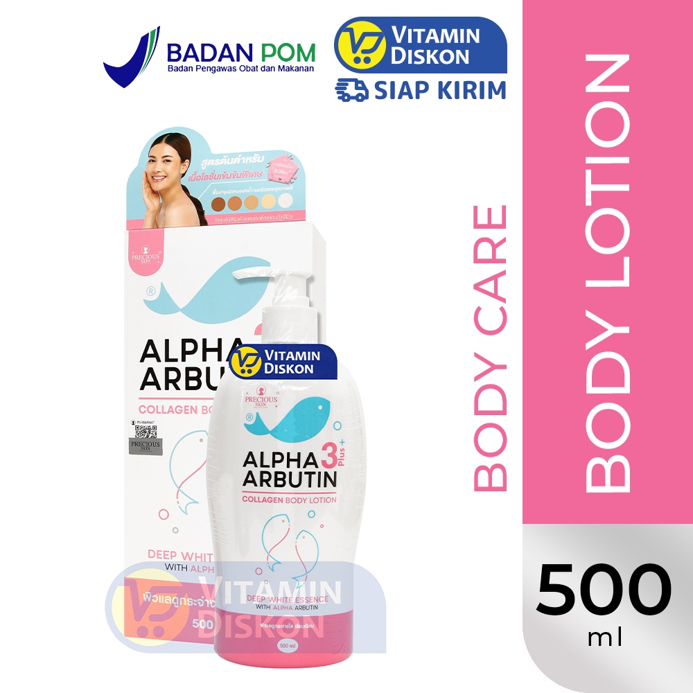 PRECIOUS SKIN ALPHA ARBUTIN 3 PLUS COLLAGEN WHITENING LOTION , HAND BODY 500ML BPOM
