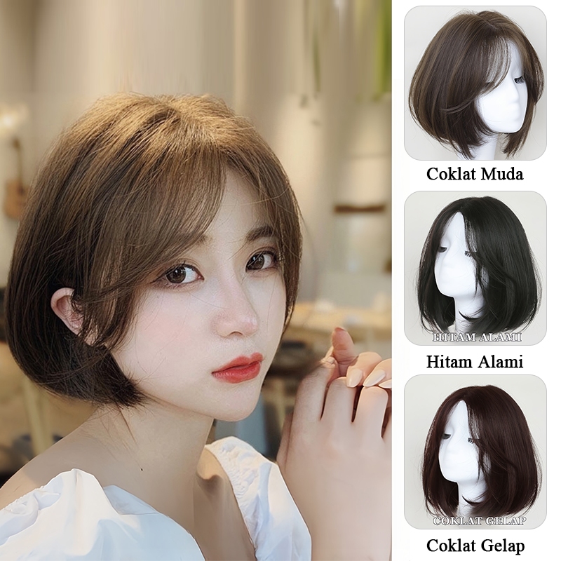 wig korean style Rambut palsu pendek Wik rambut wanita pendek  Wig wanita full kepala Wig Wanita Wig