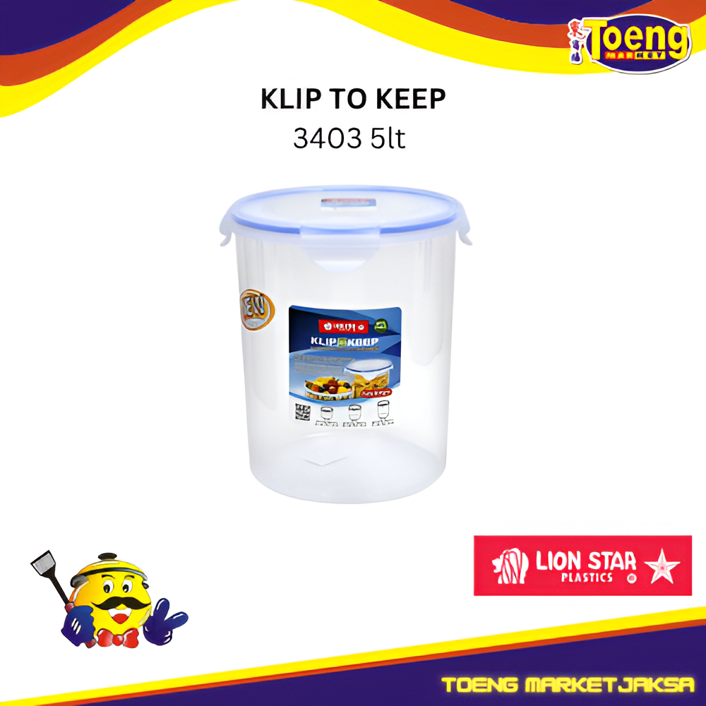 Wadah Makanan - Toples Klip To Keep - KLIP TO KEEP 3403 5lt LION STAR