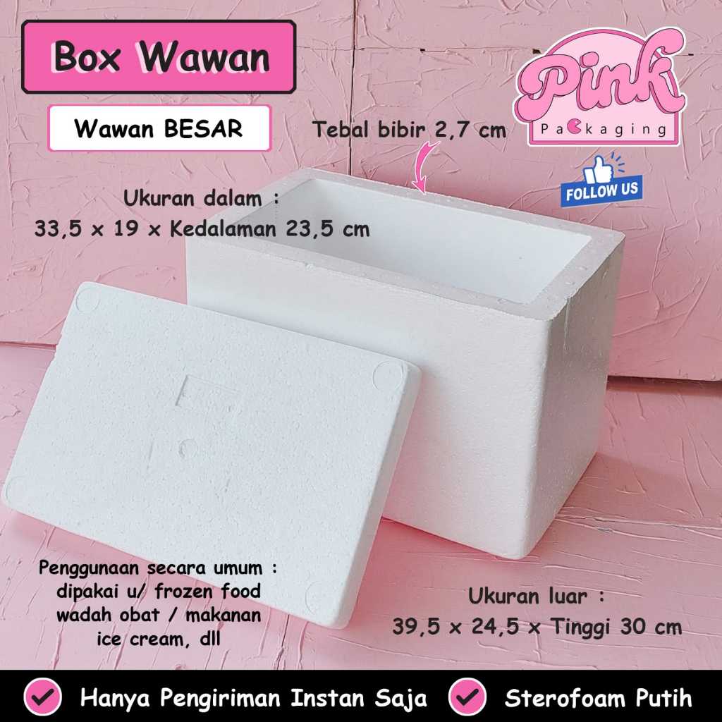 Box Es Wawan Sedang Besar Box Gabus Styrofoam Sterofoam 39 x 24,5 x 26cm