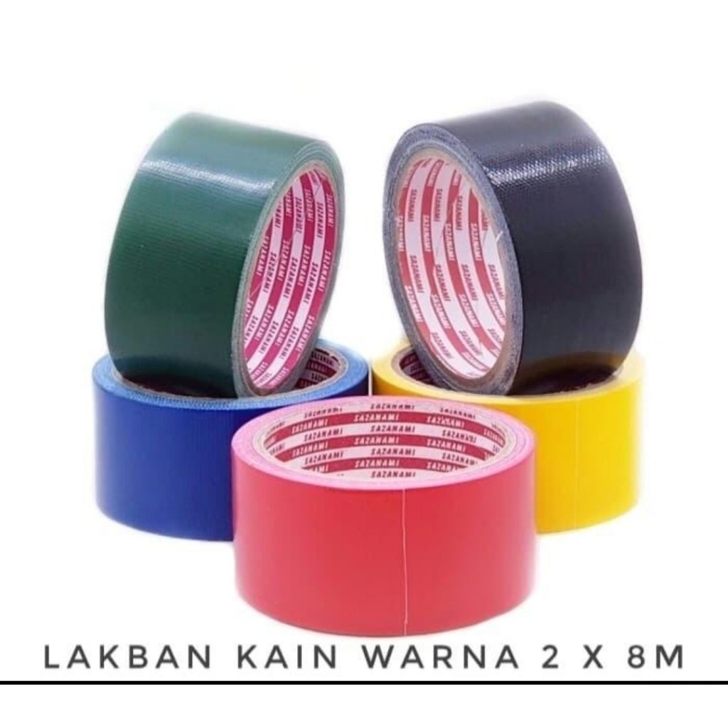 LAKBAN KAIN WARNA ( HITAM , BIRU , KUNING , HIJAU , MERAH )