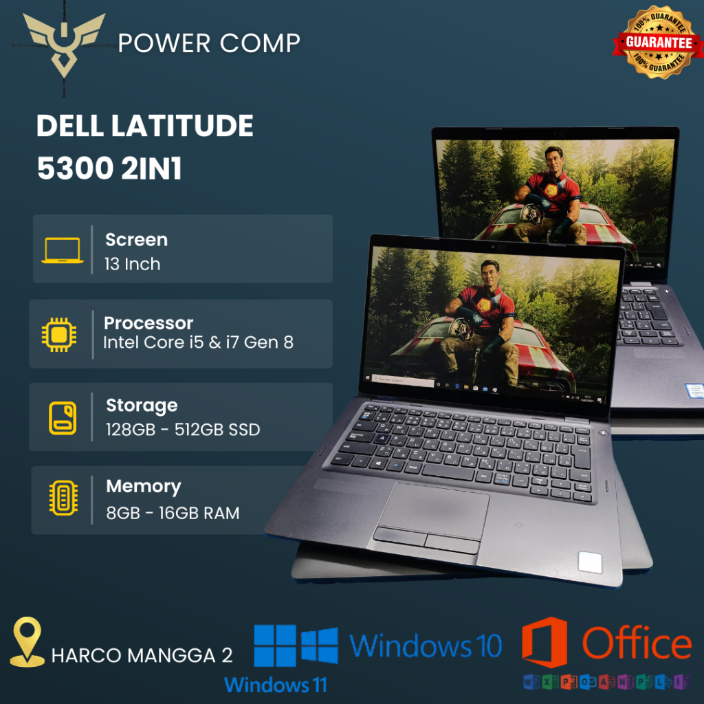 Laptop Dell Latitude 5300 2in1 | Intel Core i5 Gen 8365U | 8GB - 16GB RAM | 128GB - 512GB | Touchscr