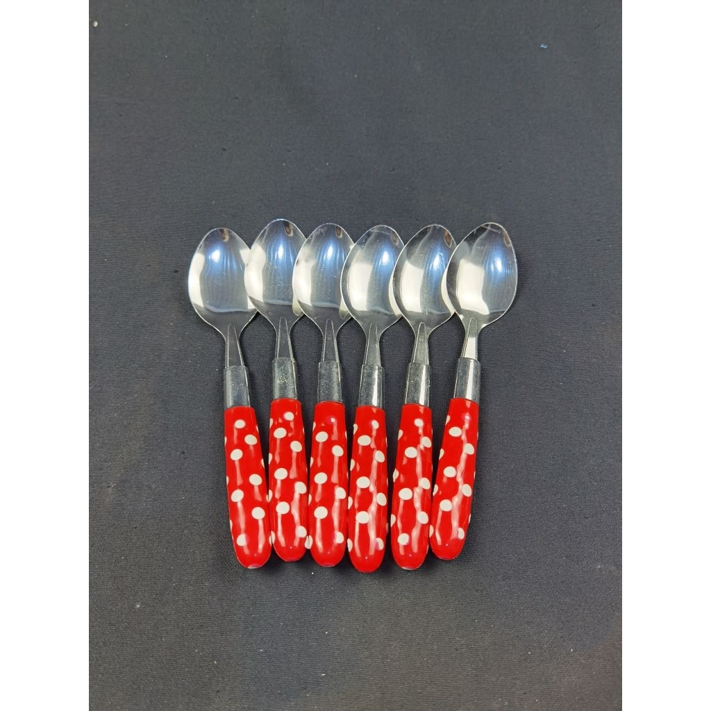 Sendok makan stainles  polkadot isi 6 pcs