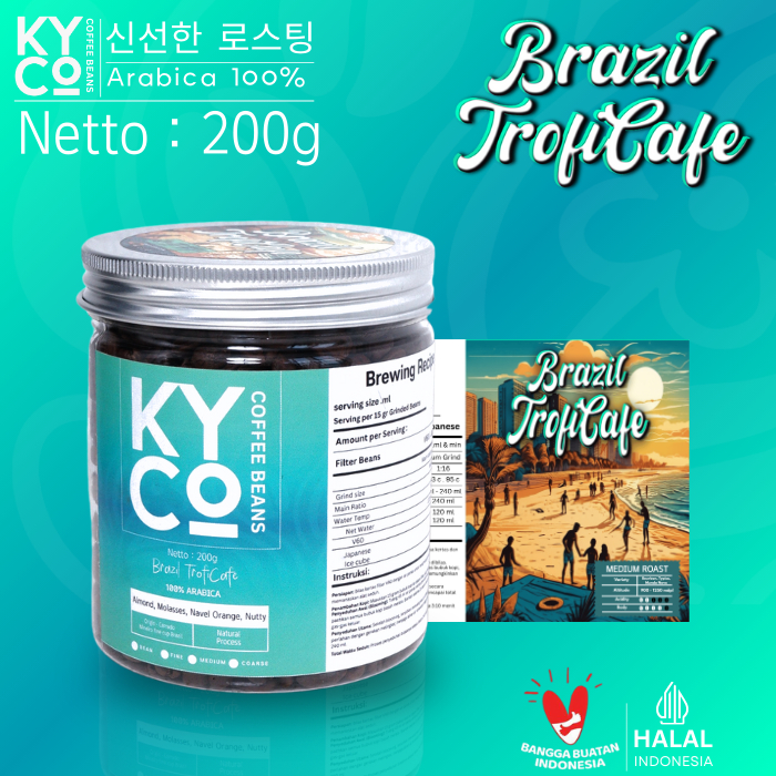 

Biji Kopi Arabika Brazil Trofi Cafe 200 gram - Impor Beans Grade 1 | Roast Beans | Brewing | Medium Roast | Fillter | Blend Kopi | Kiyowo Coffee Roastery