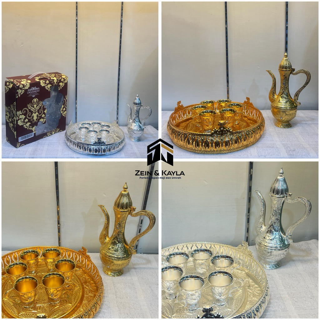 Teko Arab Aladin Warna Gold 1 Set Bahan Logam