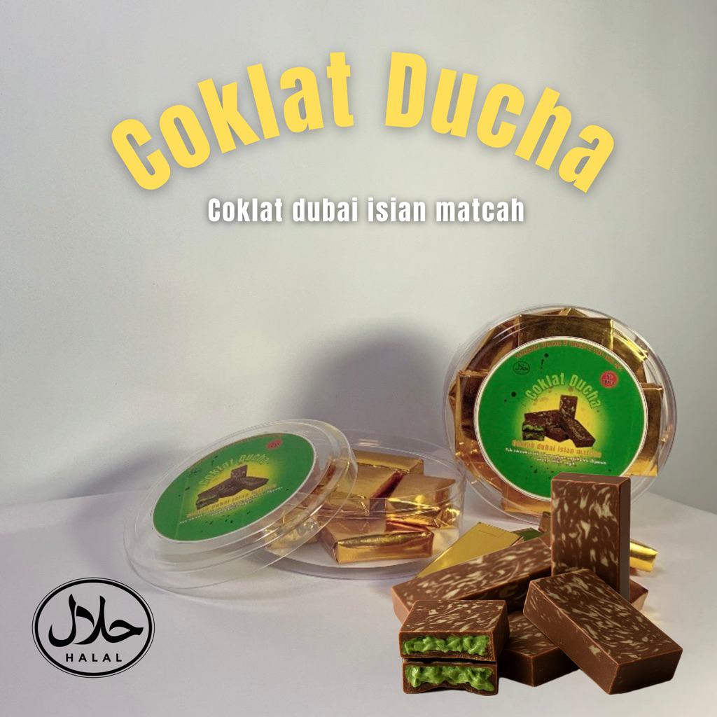 

Coklat DUCHA Matcha Lumer, coklat ala-ala dubai isian matcah. 1box isi 18pcs