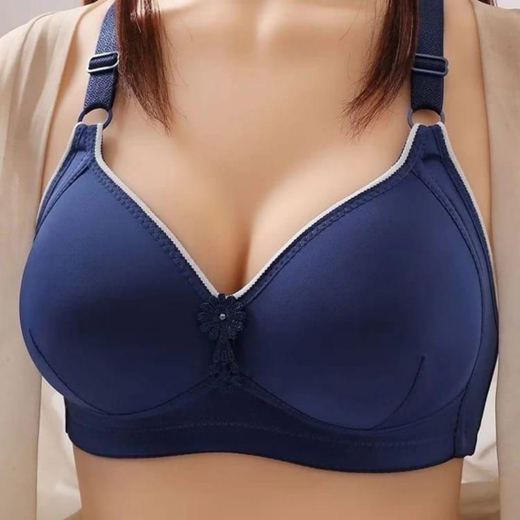 BH Bra wanita push up 1pcs 3pcs BH busa lembut tanpa kawat BH motif polos bahan katun adem kait dua 