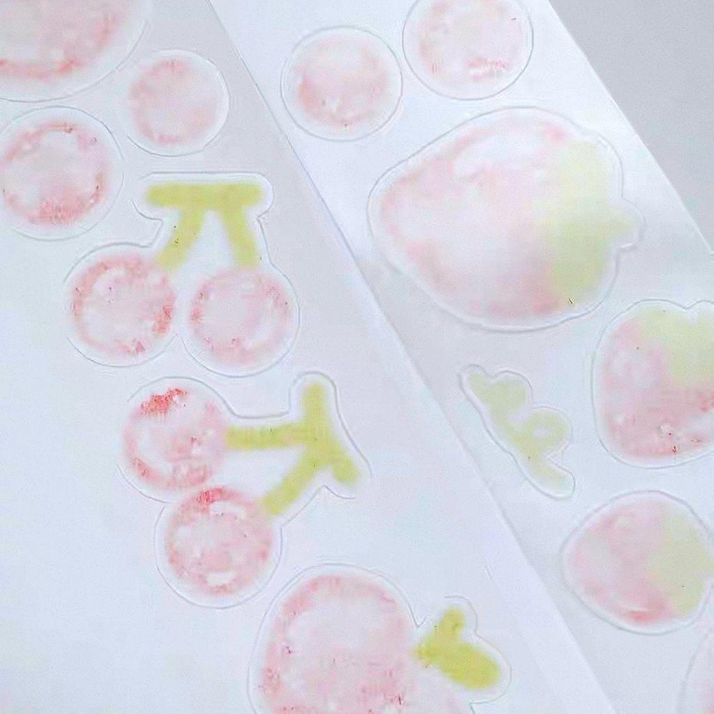 

[50cm] Sheer Pastel Cherry Strawberry Watermelon Crystal Share Sticker Roll - stiker deco bujo journaling cute journal