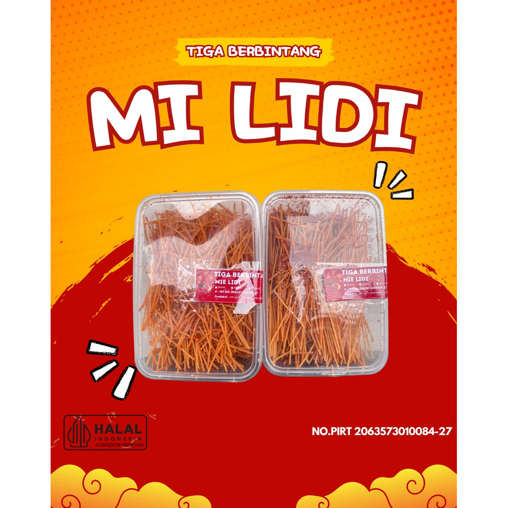 

Mi Lidi Toples 250 gram Tiga Bintang / Tiga Berbintang