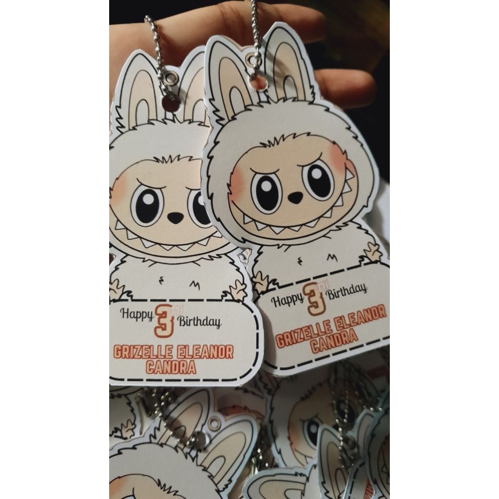

nam tag,greating card,kartu ucapan karakter Labubu cream