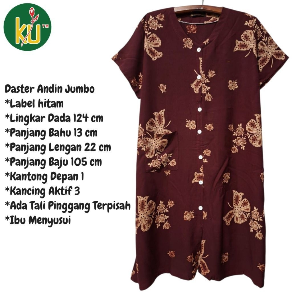 Kencana Ungu Daster Andin Jumbo Label Hitam Daster Busui Daster Jumbo