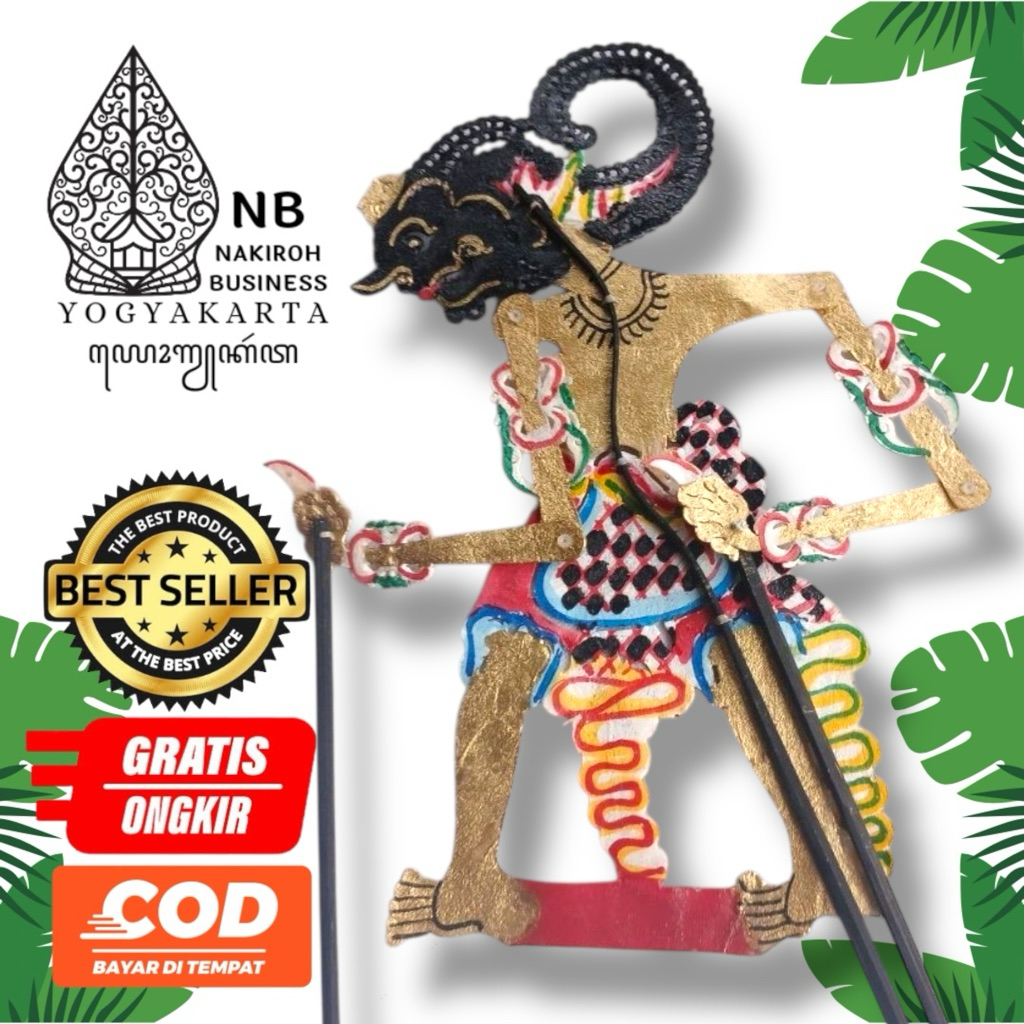 NAKIROHBUSINESS wayang kulit sapi bima/werkudara/werkudoro tinggi wayang -+45cm/ wayang kulit werkud