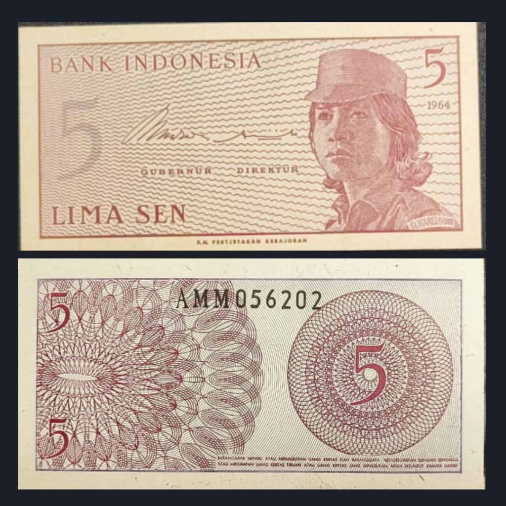 Uang Kuno Indonesia 5 Sen Sukarelawan Dwikora Tahun 1964 | UNC | Gress