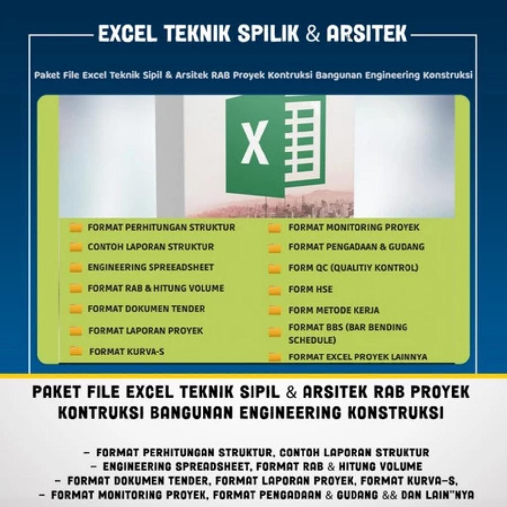 

Paket File Excel Teknik Sipil & Arsitek RAB Proyek Kontruksi Bangunan Engineering Konstruksi