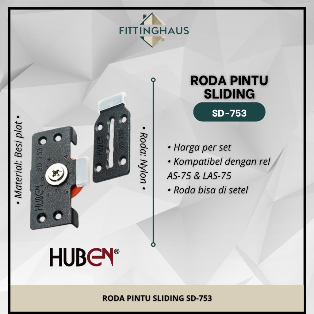 Roda Pintu Lemari Geser Huben SD-753/Roda Pintu Sliding Huben [1 Set]