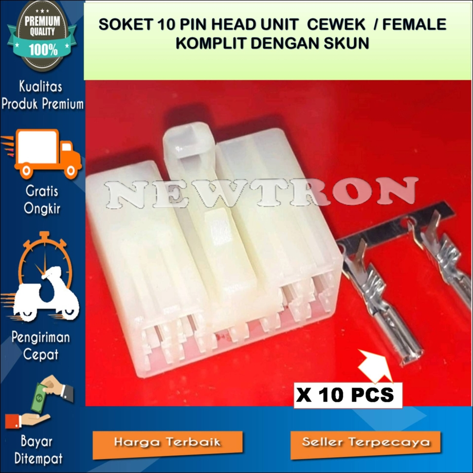 SOKET 10 PIN CEWE FEMALE HEAD UNIT HU TAPE MOBIL  OEM TOYOTA AVANZA YARIS RUSH CALYA AGYA VIOS