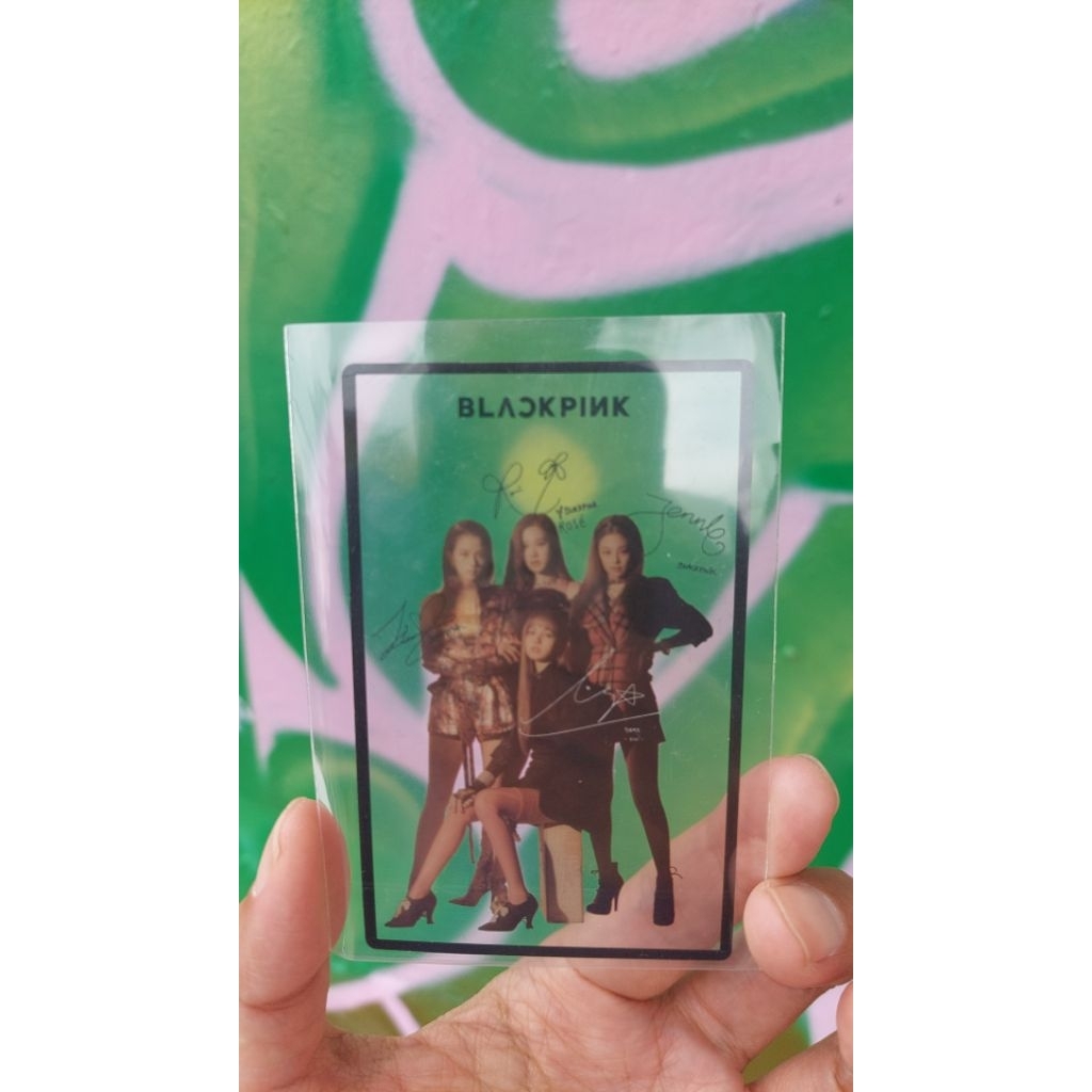 BLACK PINK " SQUARE UP " ALBUM OFFICIAL CLEAR PHOTOCARD SIGN ALL MEMBER ( KTOWN4U POB )