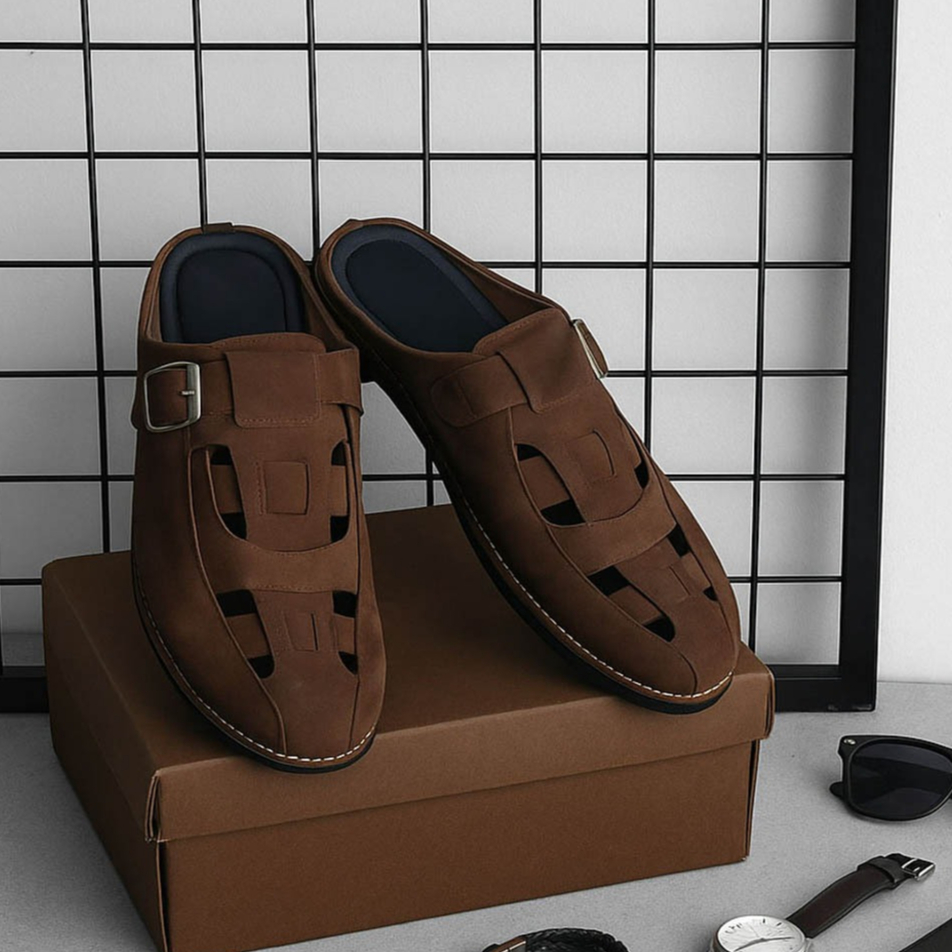 GMX 016 - FREDY BROWN | BIG SIZE | Sepatu Sandal Bustong Pria Kulit Asli Ukuran Jumbo 44 45 46 47 48