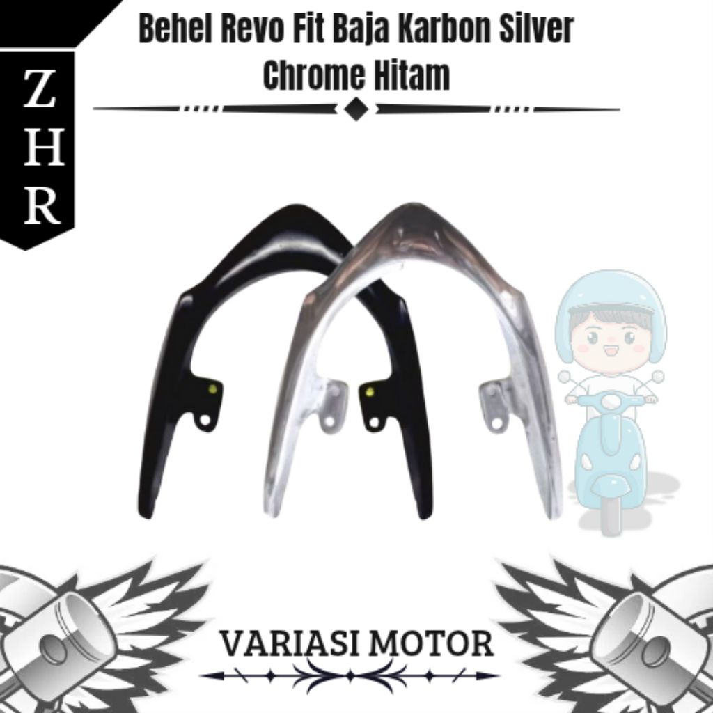 Behel Revo Fit Baja Karbon Silver Chrome Hitam – Aksesoris Motor Honda Revo Fit