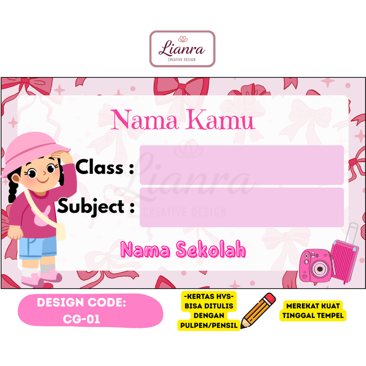 

Stiker Label Buku Lucu / Label Nama Buku Sekolah Anak Perempuan/ Stiker Custom Nama HVS