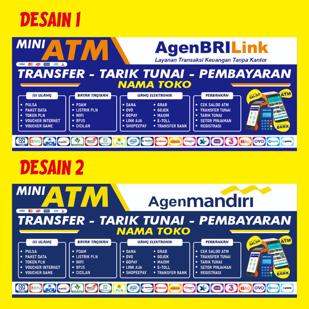 Banner Agen Mini ATM Spanduk Konter Pembayaran Bisa di edit - K7