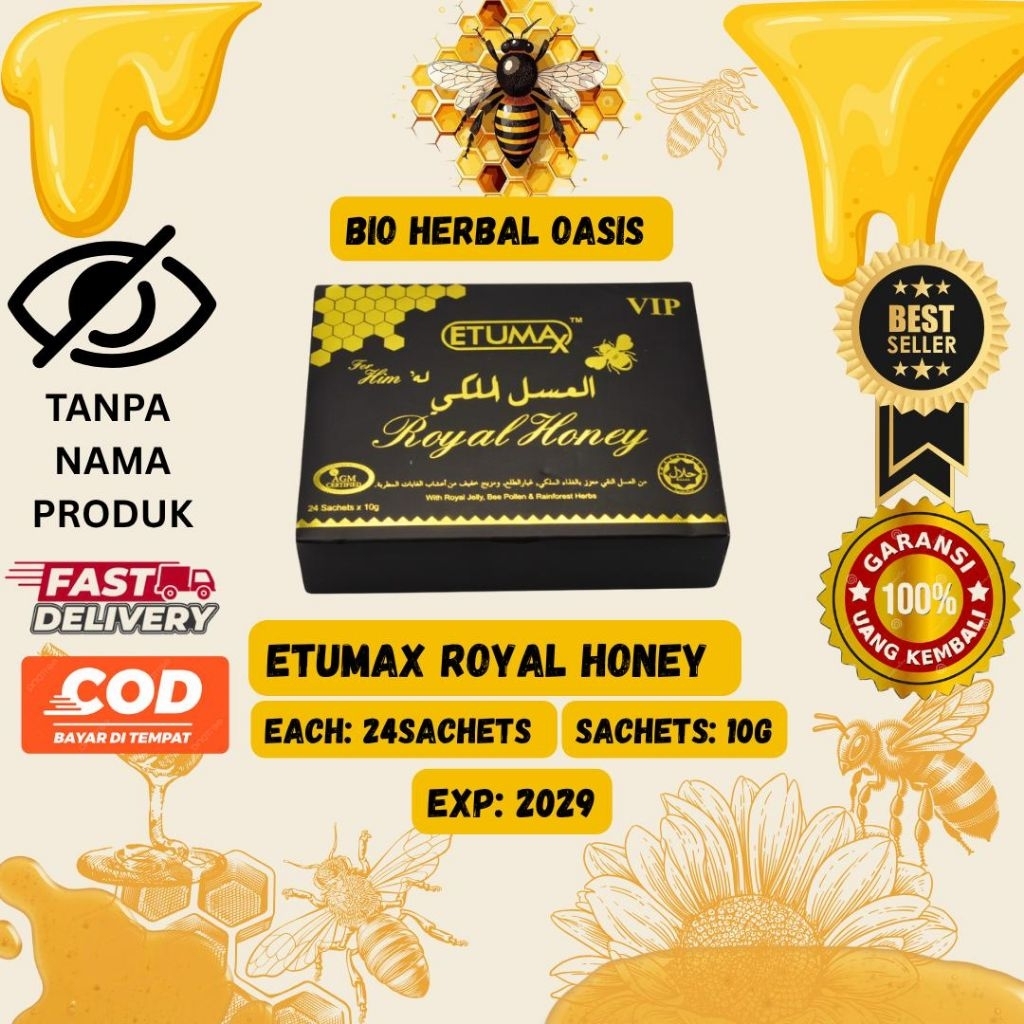 

Etumax Royal Honey VIP For Him Original 1Box= 24 Sachet EXP 2029