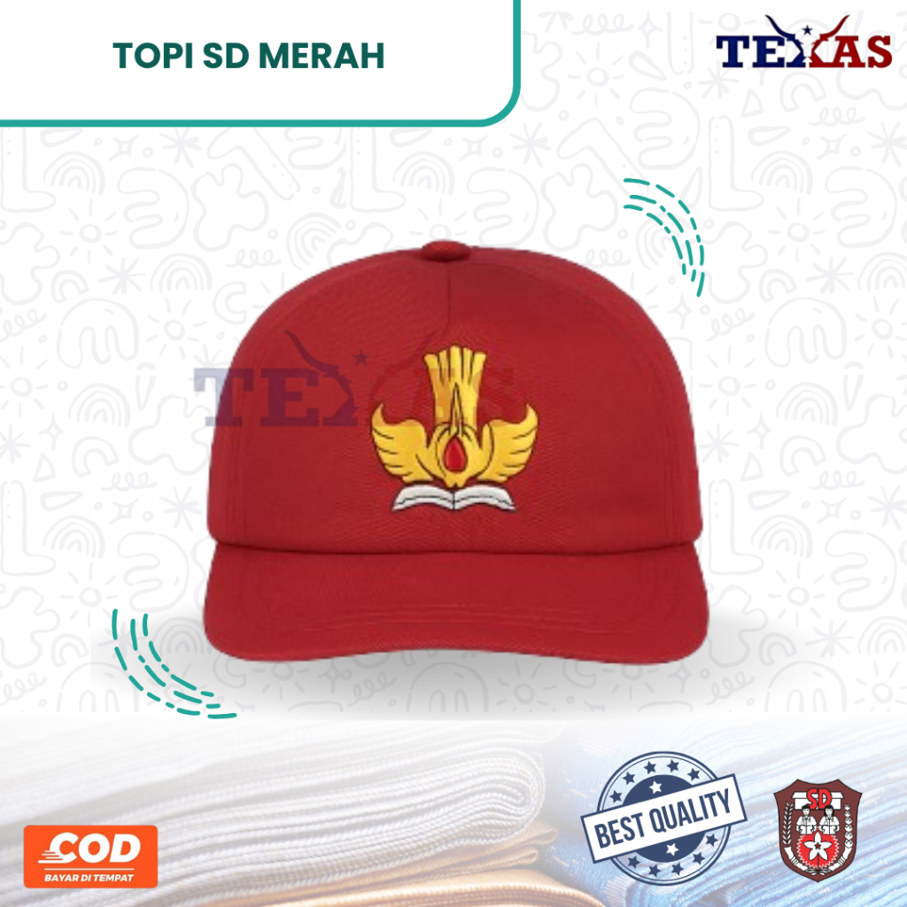 TOPI MERAH SD I TOPI MERAH PUTIH SD I TOPI SERAGAM MERAH PUTIH I TOPI SEKOLAH ANAK-ANAK