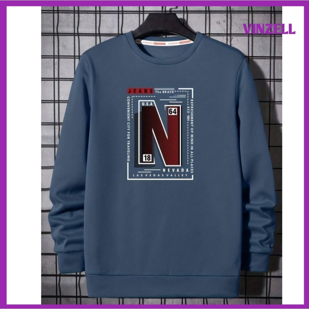 Sweater Pria Wanita Korean Style Logo N Ukuran S-6XL | Sweater Unisex Oversize Kekinian Bahan Tebal 