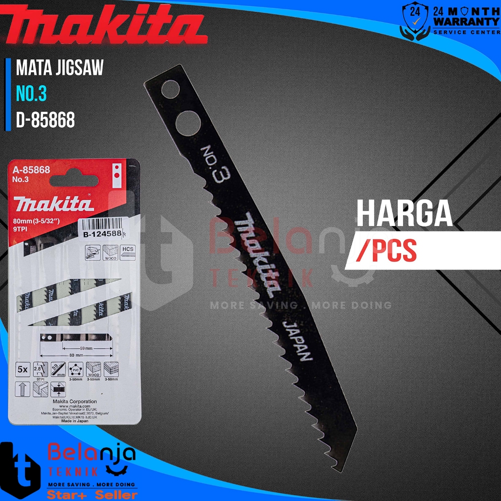 Mata Gergaji Kayu No. 3 Jigsaw Blade A-85868 Makita Mata Gergaji Kayu Set 5 Pcs