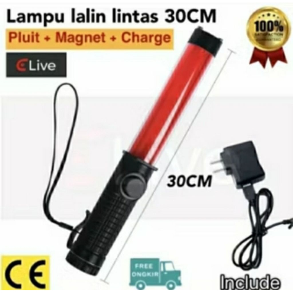 lampu lalin cas/charger lampu lalin pluit senter 30cm dan 40cm