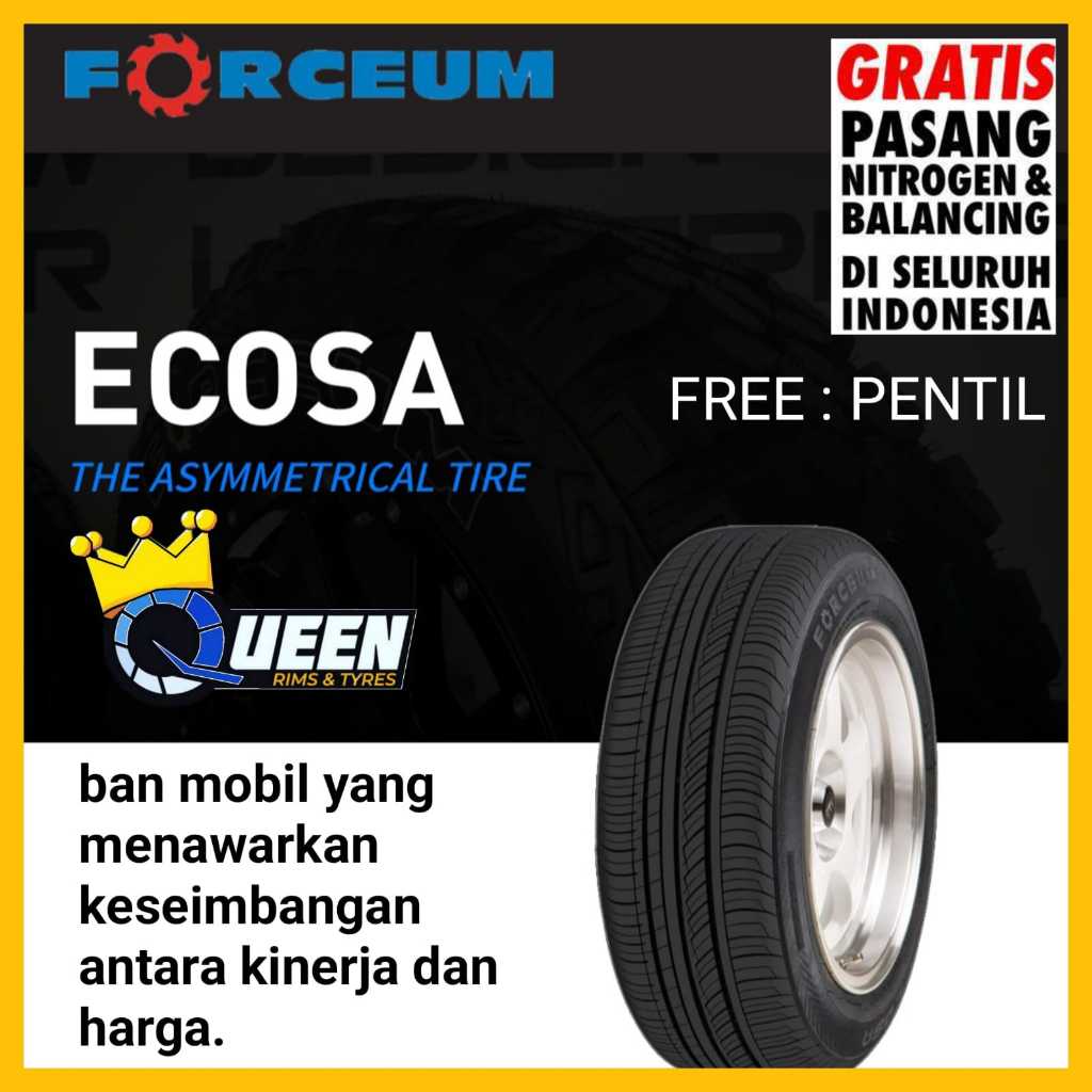 Ban Mobil Standar BRV Ring 16 195 60-16 Forceum Ecosa Tubles Murah