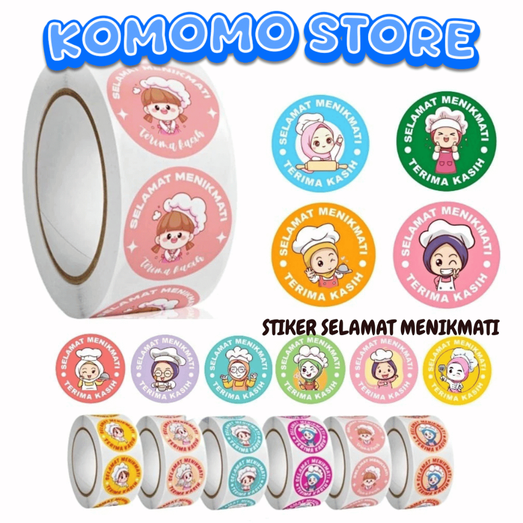 

KMM STIKER JUALAN TERIMA KASIH SELAMAT MENIKMATI 500 LABEL STICKER BULAT ROLL UNTUK MAKANAN, KUE, DAN CATERING MOTIF BERAGAM CANTIK