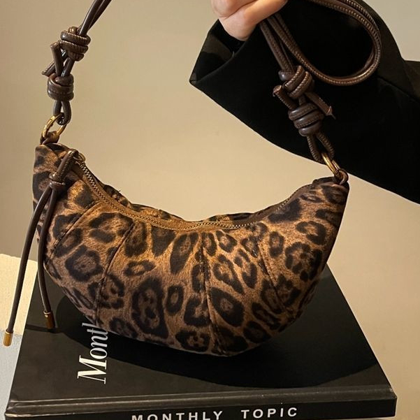 [Saror]Tas Tanduk Cetakan Macan Tutul Tekstur Fashionable Tas Cetakan Macan Tutul untuk Wanita Model