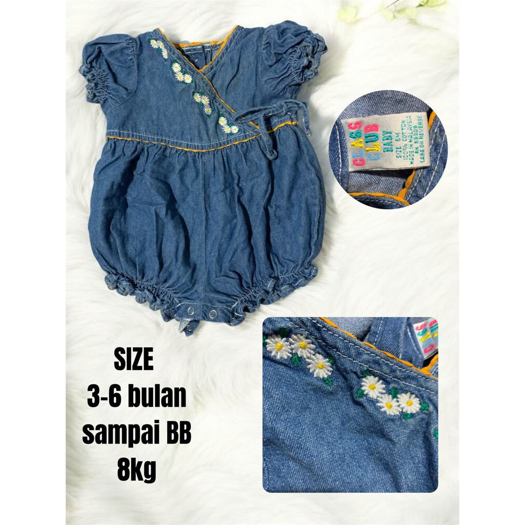 Preloved baju jumper anak bayi perempuan bahan denim made in malaysia