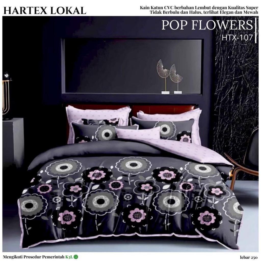 Sprei Katun Lokal Hartex Motif Bunga - sprei Hitam Best Seller