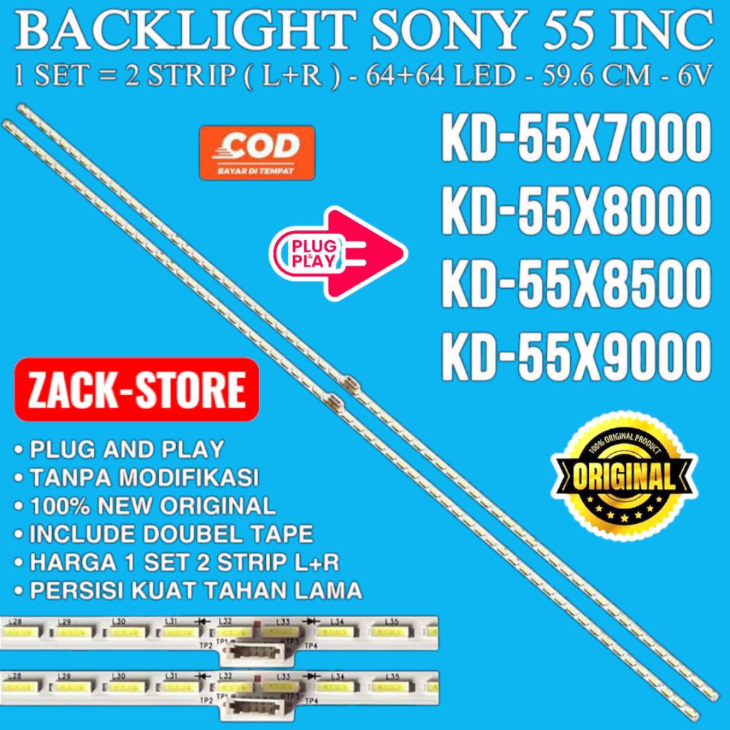BACKLIGHT TV LED SONY 55 INC KD-55X7000E KD-55X8000G KD-55X8500D KD-55X7500F KD-55X9000