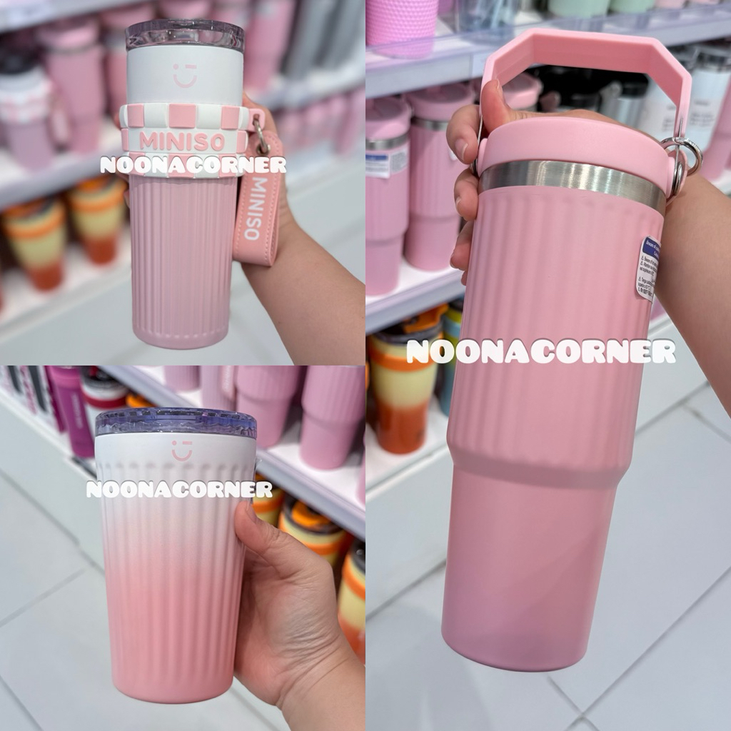 Miniso ‼️ Tumbler Stainless / Botol Minum Stainless Steel Sakura Pink Collections (Handheld Termos /