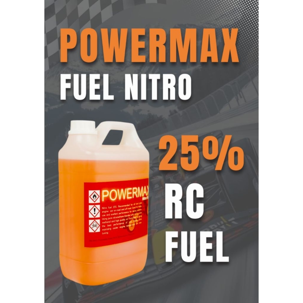Powermax nitro rc fuel 25% bahan bakar engine rc kemasan gallon 2L