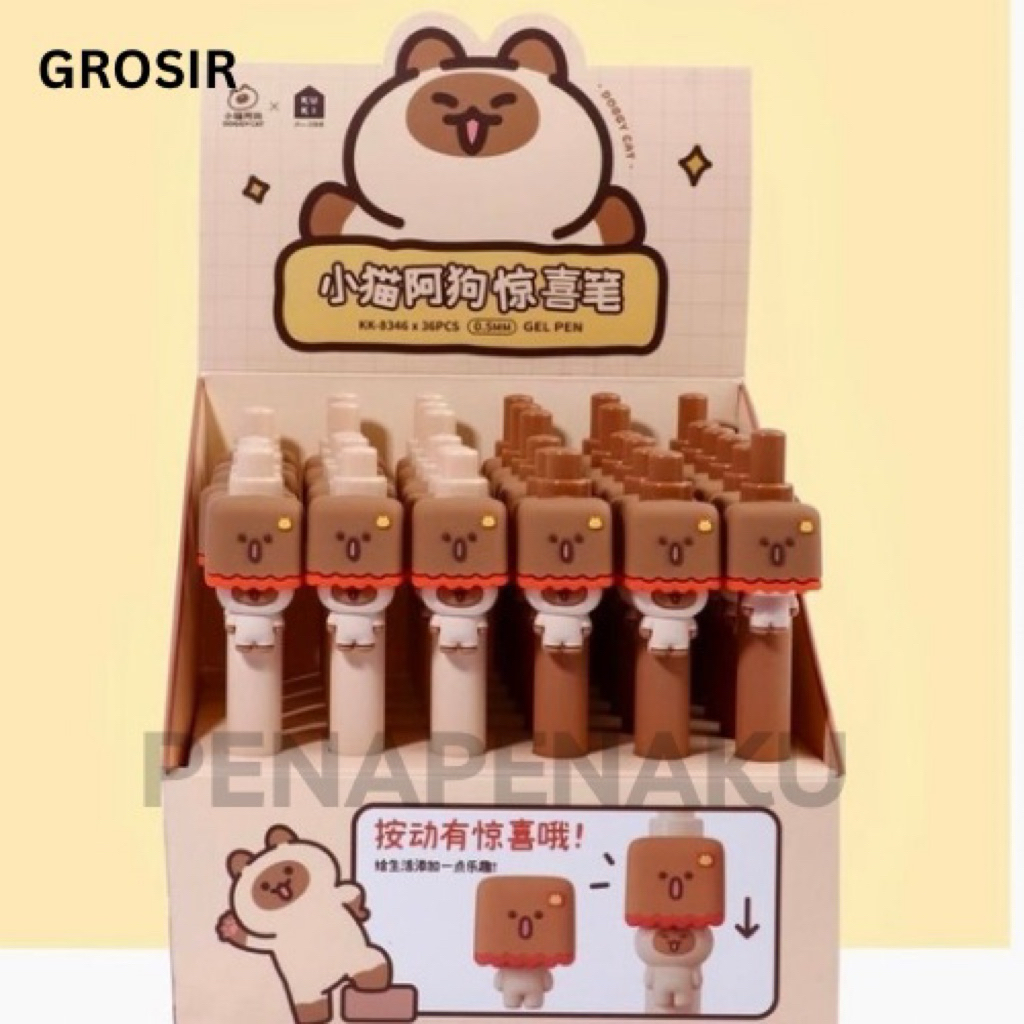 

GROSIR PENA KUKI DOGGY CAT SURPRISE/1box isi 36/KK-8346/BALLPOINT PREMIUM KUKI/pen lucu