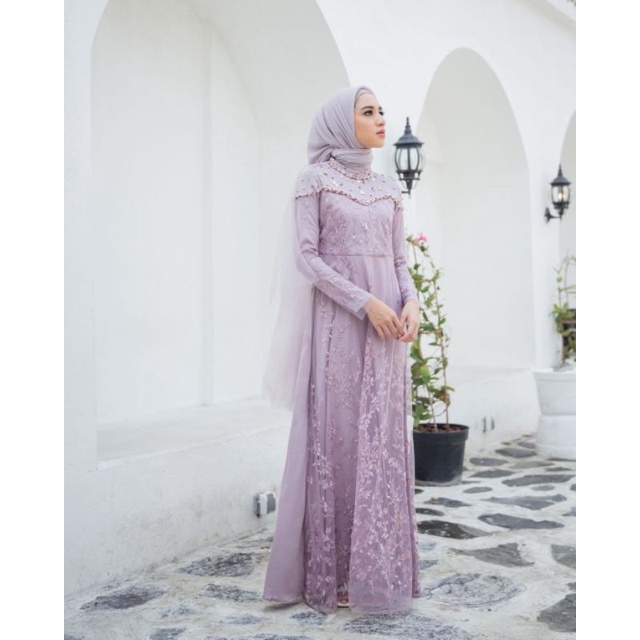 Dress Namira Size Jumbo LD 120 Brukat Mix Satin Velvet Special Sage Lilac Rose Maroon