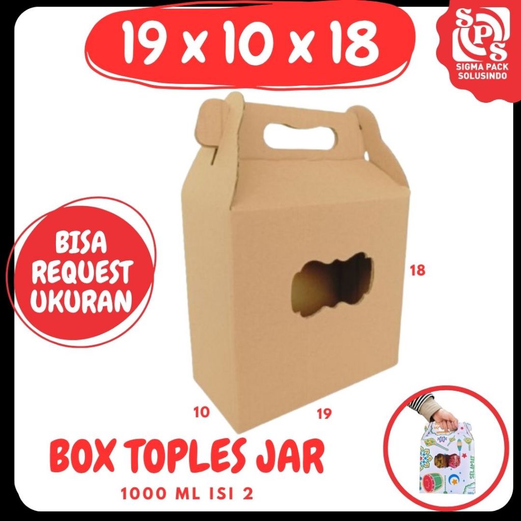 

Box_kuker 19x10x18 Jinjing (KUKER TOPLES JAR 1000 ml Isi 2) Kardus Toples Tabung Kue Kering / Idul Fitri /Hampers / Lebaran / Gable Box Polos/Motif