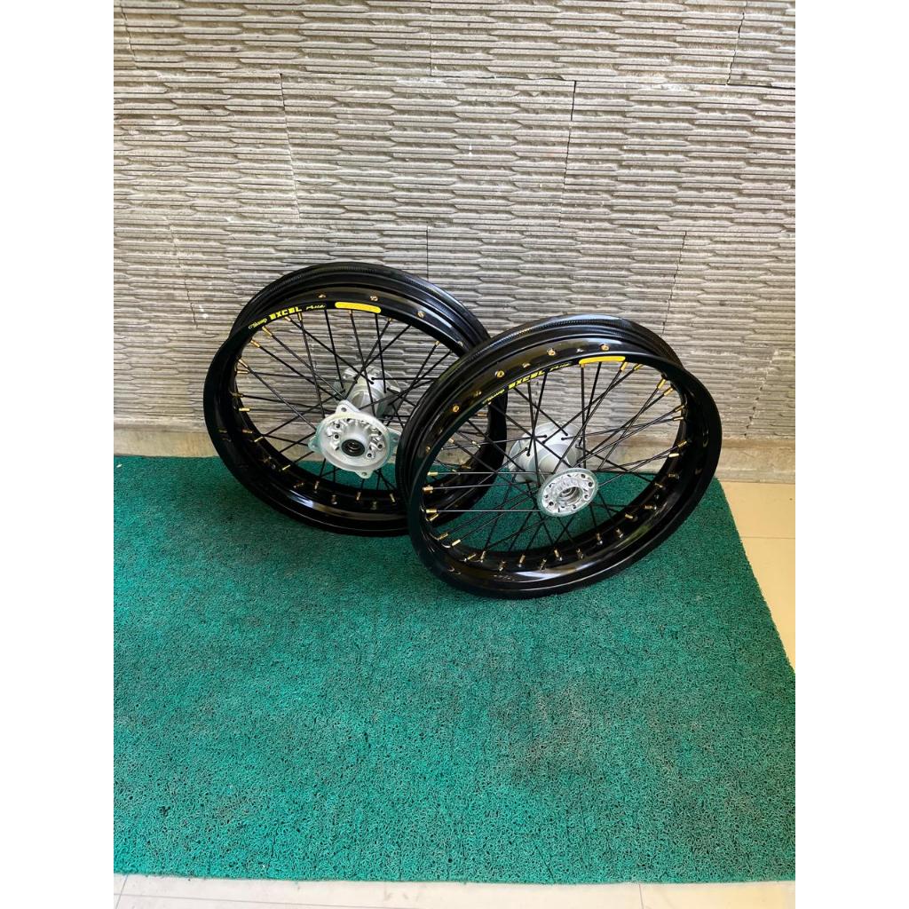 Roda Set Supermoto KLX 250/300 dan 300/350 Ring 17 Velg Custome Takasago Excel Asia Tanpa Ban