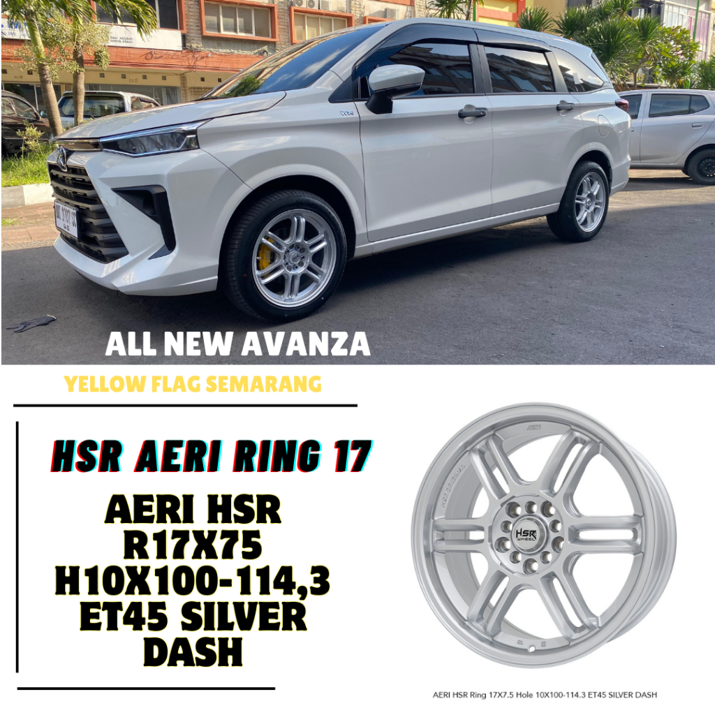 Velg mobil racing ring 17 untuk innova,avanza new, outlander r17 hsr aeri baud 5x100-5x114,3 silver