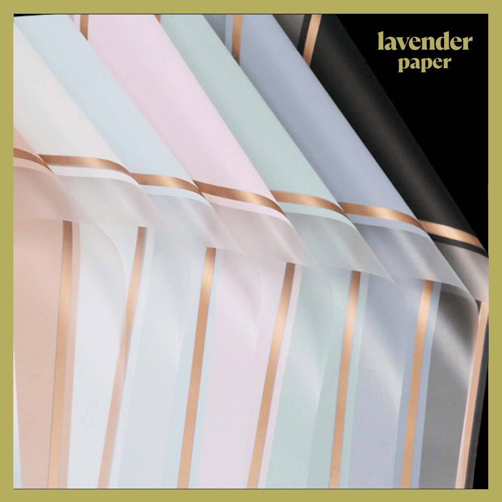 

Isi 20 LEMBAR Flower Wrapping Paper Varian List Gold Frame Transparan Kertas bunga cellophane Florist Kertas Kado KB05