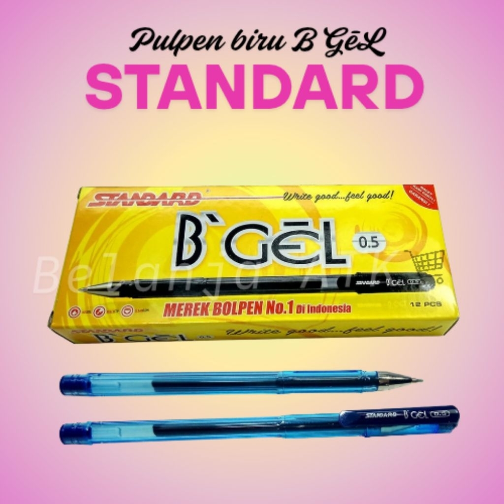 

[per pak] Alat tulis pulpen B gel Standard hitam / biru 12 pcs