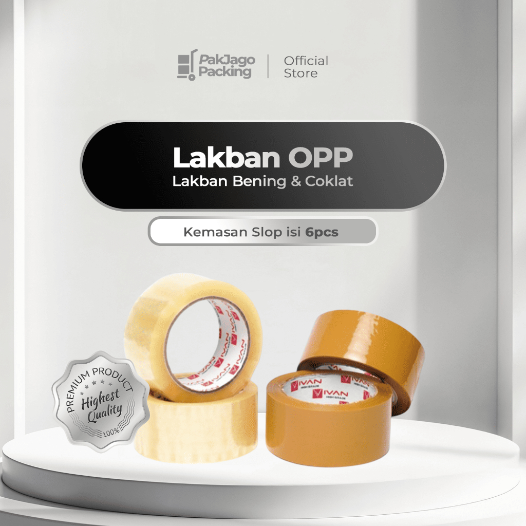 

Lakban OPP Bening & Coklat – Slop Isi 6pcs | Lakban Packing Kuat & Lengket