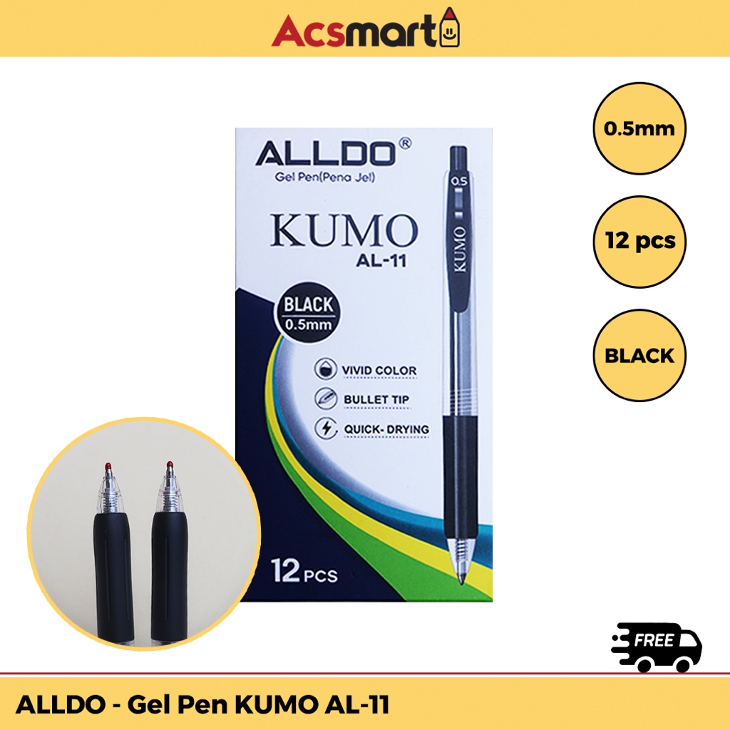 

ACSmart - Gel Pen 0.5mm ALLDO AL-11 Kumo (12pcs) | Ballpen Pena Pulpen Cetek