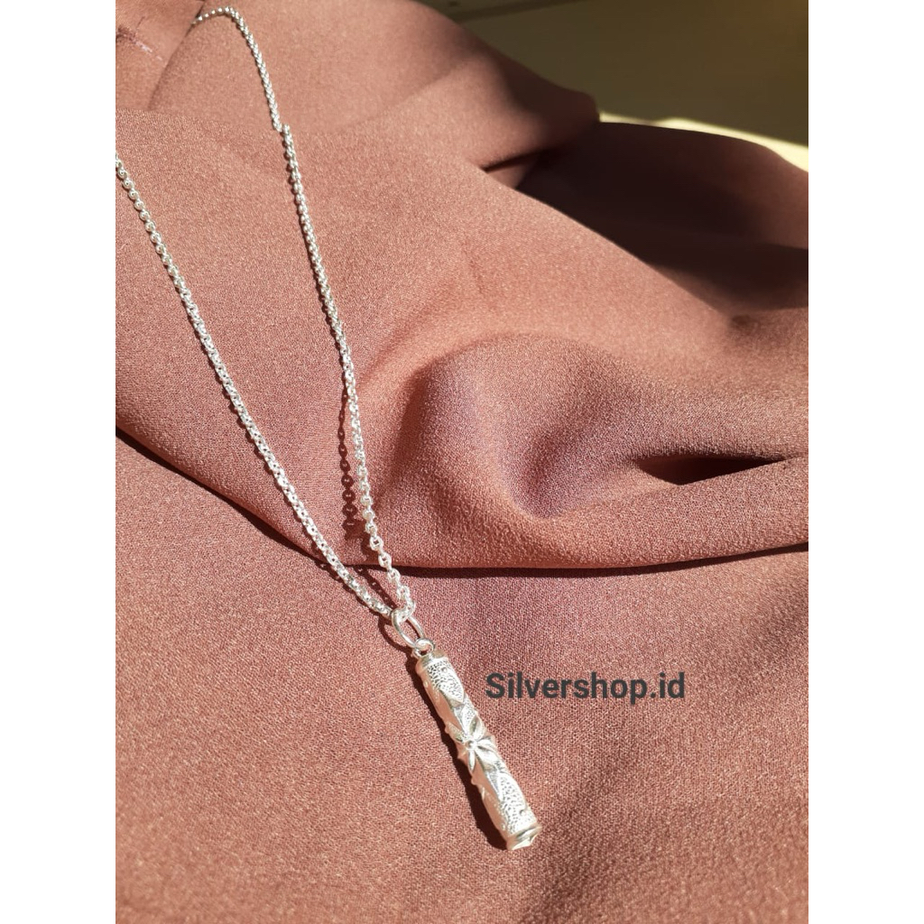 KALUNG MEDAN LIONTIN BAMBU PERAK MURNI ASLI