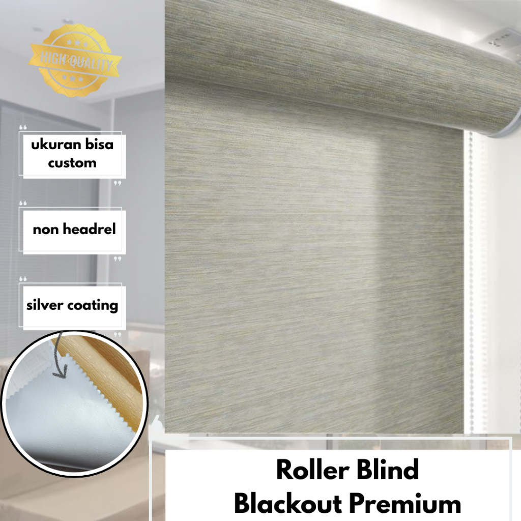 Roller Blind Blackout Motif Premium (NON HEADREL) - Tirai Jendela Gulung Blok Cahaya 100%